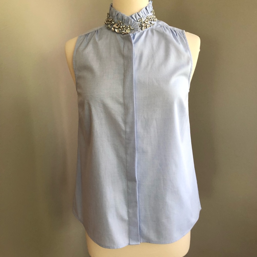 NWT J Crew Rhinestone Collared Top.